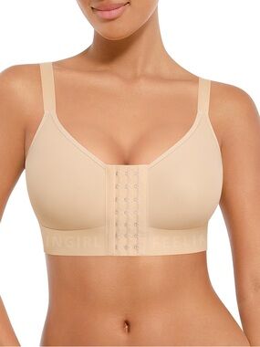 FeelinGirl Front Close Post Surgery Compression Bra Women’s US Size S Beige
